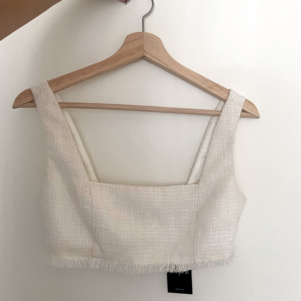 small white tweed top